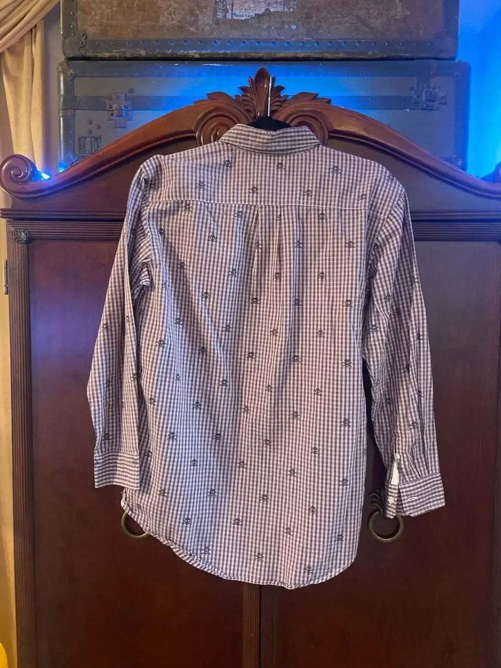 GapKids NWT Boys XXL 14-16 Skull Gingham Long Sleeve Button Down Shirt